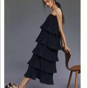 Pleated Tiered Midi Dress